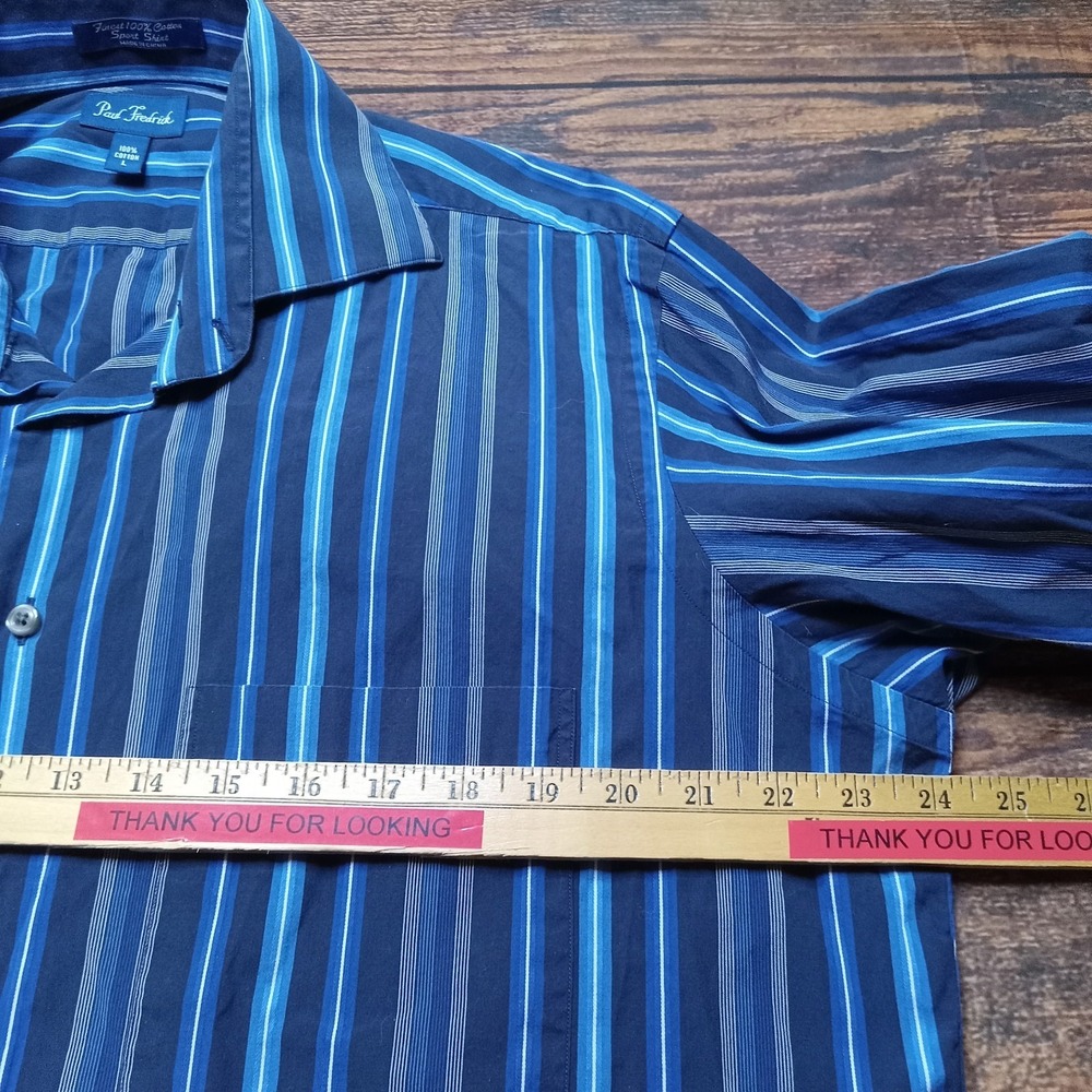 Paul Fredrick Sport Shirt Long Sleeve Button Up Men's Large Blue - Picture 4 of 5